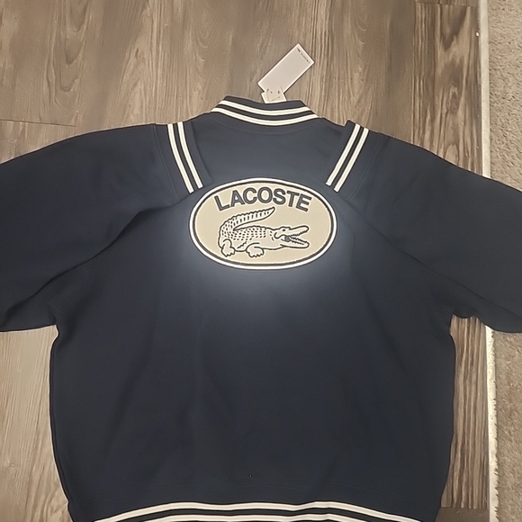 BWT $200 Lacoste Aligator Letteman Bomber Navy White/ White Jacket Sz XXL